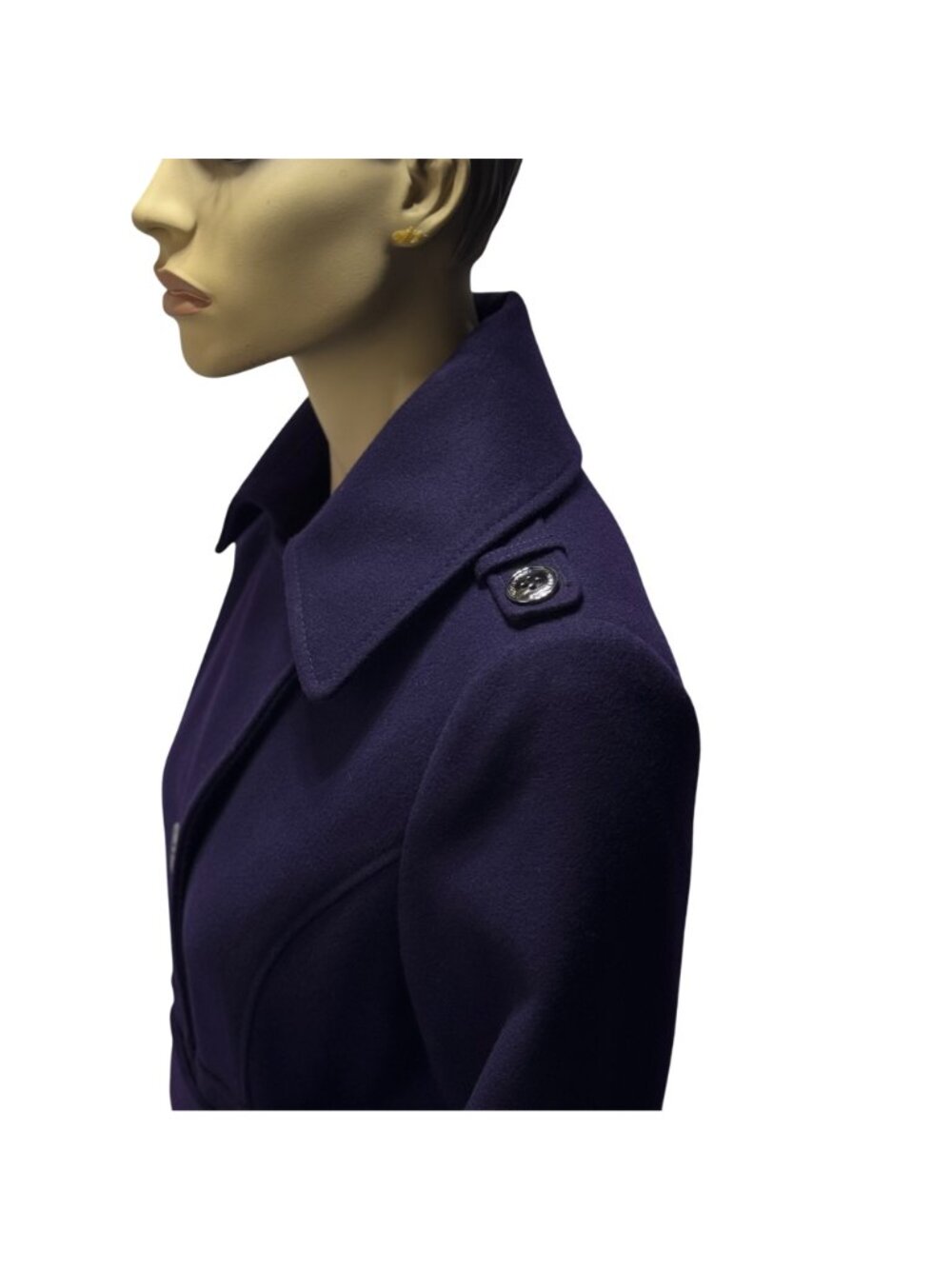Kenneth Cole Women's Belted Trench OverCoat Wool Blend Purple  Size 10 - Picture 9 of 16
